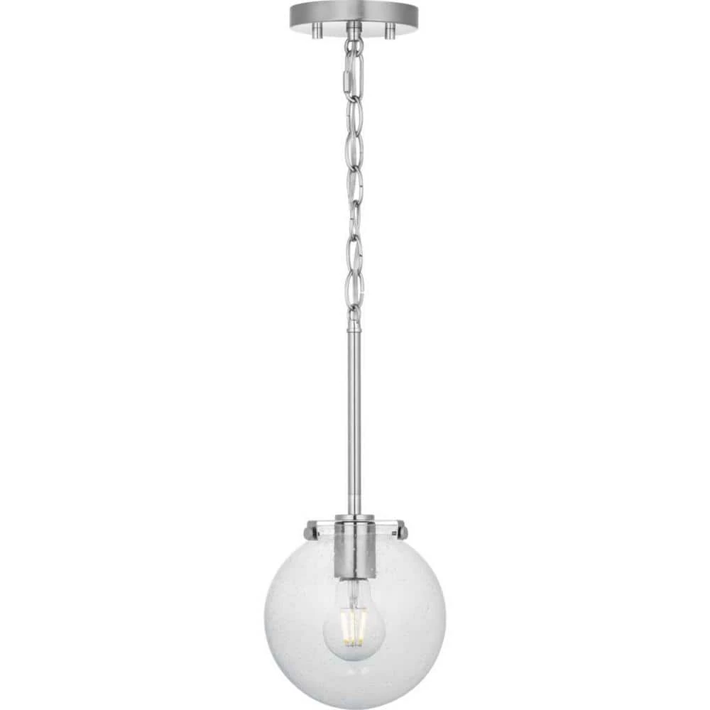 Berea 1-Light Brushed Nickel Mini-Pendant with Clear Seeded Glass Shade by Progress Lighting 5 Berea 1-Light Brushed Nickel Mini-Pendant with Clear Seeded Glass Shade by Progress Lighting - Image 3
