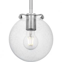 Berea 1-Light Brushed Nickel Mini-Pendant with Clear Seeded Glass Shade by Progress Lighting