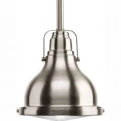 Fresnel Lens Collection 1-Light Brushed Nickel Integrated LED Mini Pendant with Fresnel Lens Glass by Progress Lighting