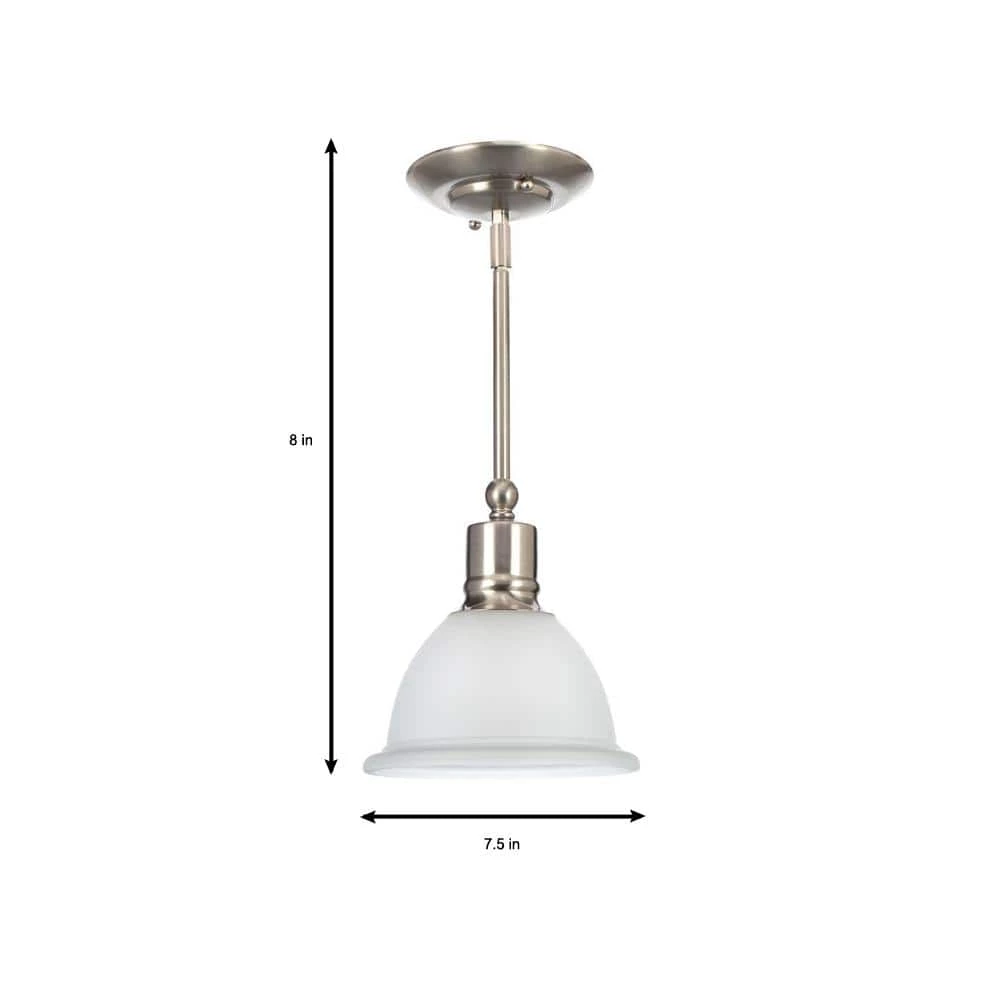 Madison Collection 7.5 in. 1-Light Brushed Nickel Mini Pendant with Etched Glass Shade by Progress Lighting 12 Madison Collection 7.5 in. 1-Light Brushed Nickel Mini Pendant with Etched Glass Shade by Progress Lighting - Image 10