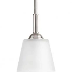Arden Collection 1-Light Brushed Nickel Mini Pendant with Etched Glass by Progress Lighting