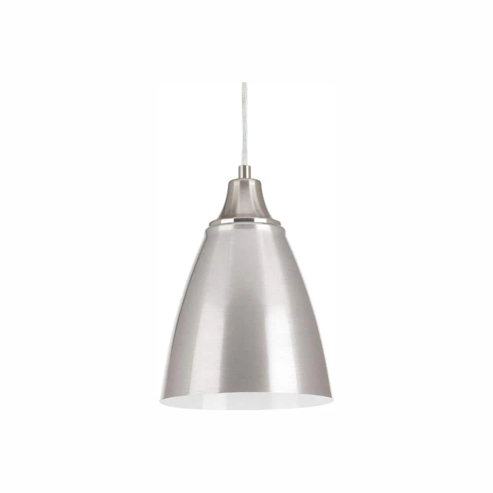 Pure Integrated LED Collection 1-Light Brushed Nickel Cord Hung Mini Pendant with Metal Shade by Progress Lighting 3 Pure Integrated LED Collection 1-Light Brushed Nickel Cord Hung Mini Pendant with Metal Shade by Progress Lighting
