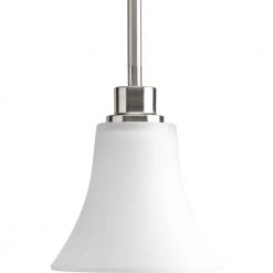 Joy Collection 1-Light Brushed Nickel Mini Pendant with Etched Glass by Progress Lighting