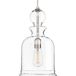Staunton Collection 9 in. 1-Light Brushed Nickel Pendant with Clear Glass by Progress Lighting