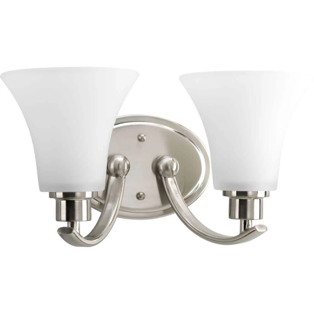 Joy Collection 2-Light Brushed Nickel Etched Glass Traditional Bath Vanity Light by Progress Lighting 3 Joy Collection 2-Light Brushed Nickel Etched Glass Traditional Bath Vanity Light by Progress Lighting