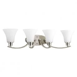 Joy Collection 4-Light Brushed Nickel Etched Glass Traditional Bath Vanity Light by Progress Lighting