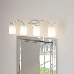 Inspire Collection 4-Light Brushed Nickel Etched Glass Traditional Bath Vanity Light by Progress Lighting -Progress Lighting Shop brushed nickel progress lighting vanity lighting p2021 09 4f 1000