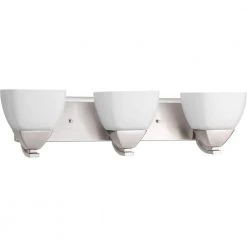 Appeal Collection 3-Light Brushed Nickel Etched White Glass Modern Bath Vanity Light by Progress Lighting
