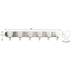 Gather Collection 48 in. 6-Light Brushed Nickel Etched Glass Traditional Bathroom Vanity Light by Progress Lighting -Progress Lighting Shop brushed nickel progress lighting vanity lighting p2714 09 1d 1000