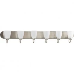 Gather Collection 48 in. 6-Light Brushed Nickel Etched Glass Traditional Bathroom Vanity Light by Progress Lighting