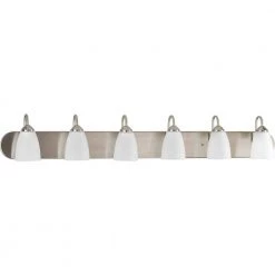 Gather Collection 48 in. 6-Light Brushed Nickel Etched Glass Traditional Bathroom Vanity Light by Progress Lighting -Progress Lighting Shop brushed nickel progress lighting vanity lighting p2714 09 fa 1000