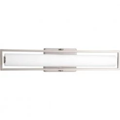 Frame Collection 24" Brushed Nickel Etched White Glass Modern Bath Vanity Light by Progress Lighting