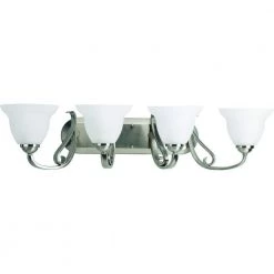 Torino Collection 4-Light Brushed Nickel Etched Glass Transitional Bath Vanity Light by Progress Lighting