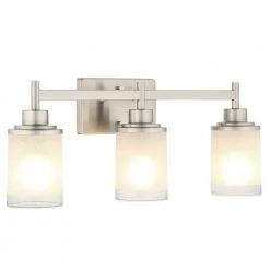 Alexa Collection 22 in. 3-Light Brushed Nickel Etched Linen With Clear Edge Glass Modern Bathroom Vanity Light by Progress Lighting -Progress Lighting Shop brushed nickel progress lighting vanity lighting p2978 09 1d 1000