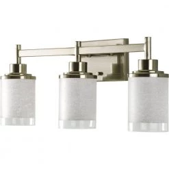 Alexa Collection 22 in. 3-Light Brushed Nickel Etched Linen With Clear Edge Glass Modern Bathroom Vanity Light by Progress Lighting -Progress Lighting Shop brushed nickel progress lighting vanity lighting p2978 09 1f 1000