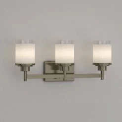 Alexa Collection 22 in. 3-Light Brushed Nickel Etched Linen With Clear Edge Glass Modern Bathroom Vanity Light by Progress Lighting -Progress Lighting Shop brushed nickel progress lighting vanity lighting p2978 09 d4 1000