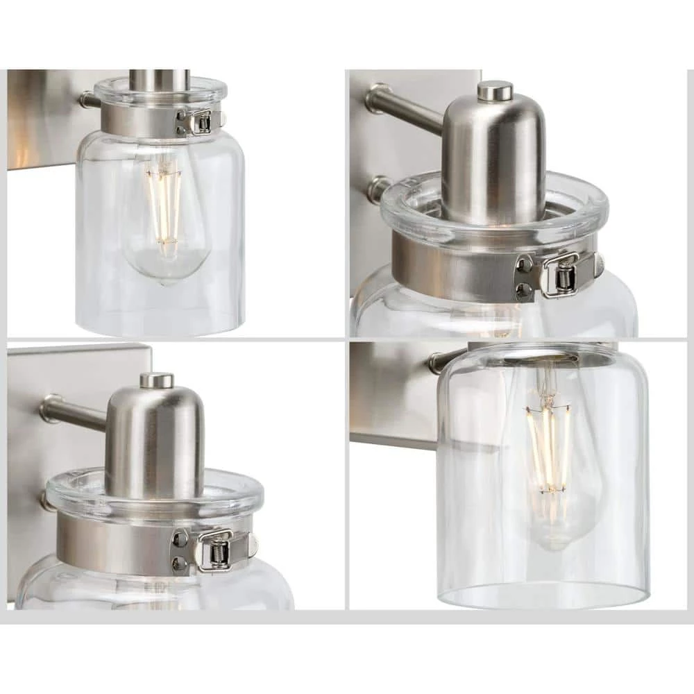 Calhoun Collection 30-1/4 in. 4-Light Brushed Nickel Clear Glass Farmhouse Urban Industrial Bathroom Vanity Light by Progress Lighting 15 Calhoun Collection 30-1/4 in. 4-Light Brushed Nickel Clear Glass Farmhouse Urban Industrial Bathroom Vanity Light by Progress Lighting - Image 13
