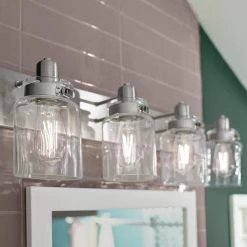 Calhoun Collection 30-1/4 in. 4-Light Brushed Nickel Clear Glass Farmhouse Urban Industrial Bathroom Vanity Light by Progress Lighting 30 Calhoun Collection 30-1/4 in. 4-Light Brushed Nickel Clear Glass Farmhouse Urban Industrial Bathroom Vanity Light by Progress Lighting -Progress Lighting Shop brushed nickel progress lighting vanity lighting p300048 009 d4 1000