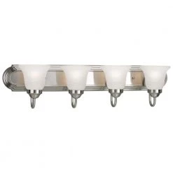 30 in. 4-Light Brushed Nickel Bathroom Vanity Light with Glass Shades by Progress Lighting