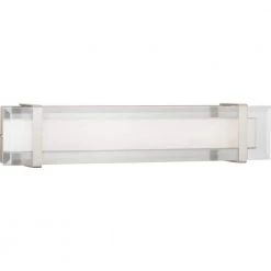 Miter LED Collection 24" Brushed Nickel Clear Glass Luxe Bath Vanity Light by Progress Lighting