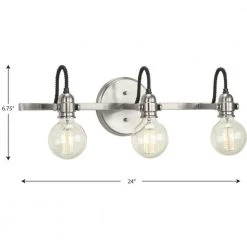 Axle 3-Light Brushed Nickel Vintage Wall Light by Progress Lighting -Progress Lighting Shop brushed nickel progress lighting vanity lighting p300191 009 1f 1000