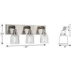 Rushton Collection 3-Light Brushed Nickel Clear Glass Farmhouse Bath Vanity Light by Progress Lighting -Progress Lighting Shop brushed nickel progress lighting vanity lighting p300228 009 1d 1000