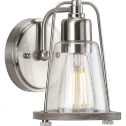 Conway Collection 1-Light Brushed Nickel Clear Seeded Farmhouse Wall Light by Progress Lighting
