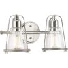 Conway 2-Light Brushed Nickel Clear Seeded Glass Farmhouse Wall Light by Progress Lighting