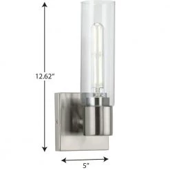 Clarion 1-Light Brushed Nickel Clear Glass Modern Wall Light by Progress Lighting 13 Clarion 1-Light Brushed Nickel Clear Glass Modern Wall Light by Progress Lighting -Progress Lighting Shop brushed nickel progress lighting vanity lighting p300299 009 1f 1000