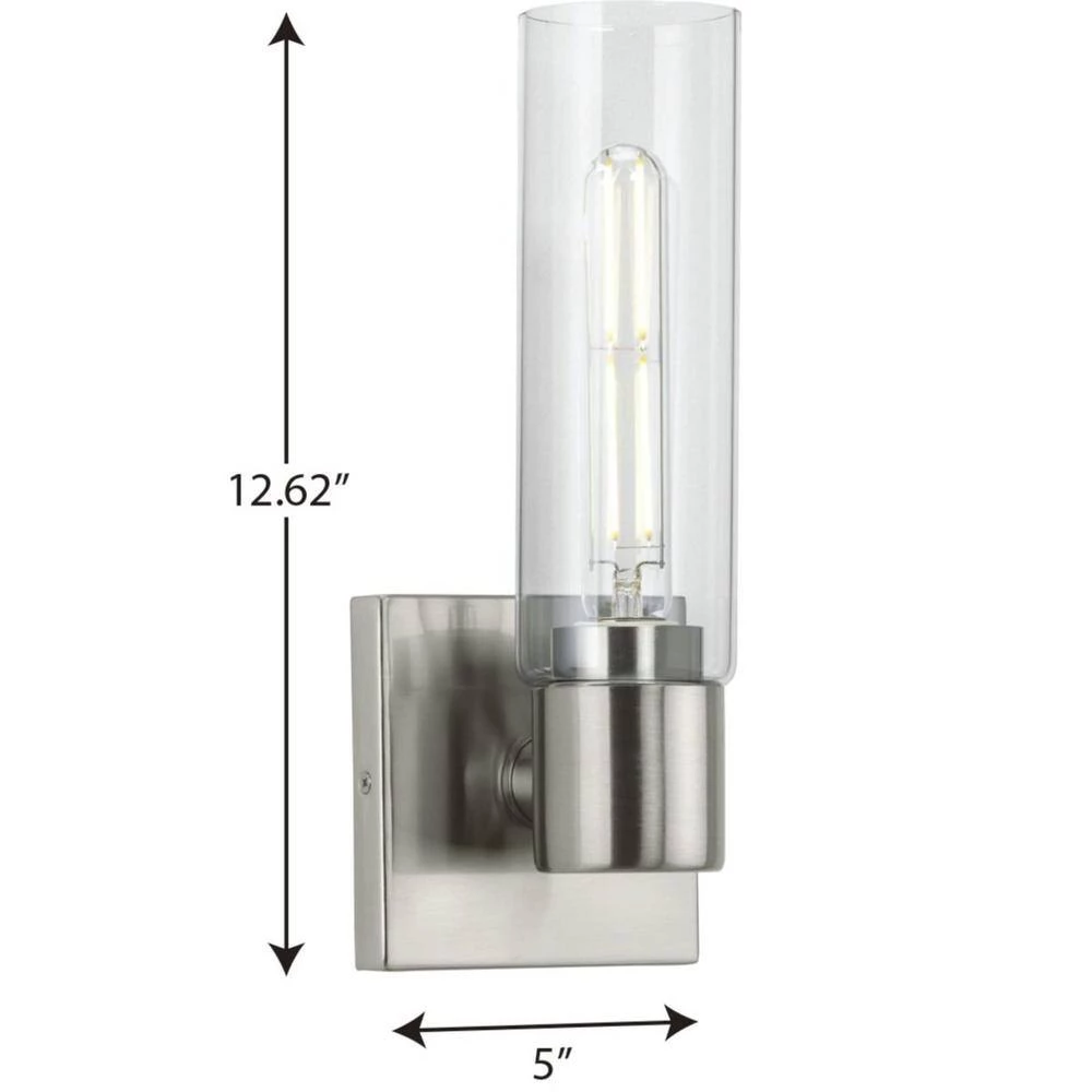 Clarion 1-Light Brushed Nickel Clear Glass Modern Wall Light by Progress Lighting 7 Clarion 1-Light Brushed Nickel Clear Glass Modern Wall Light by Progress Lighting - Image 5