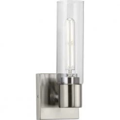Clarion 1-Light Brushed Nickel Clear Glass Modern Wall Light by Progress Lighting
