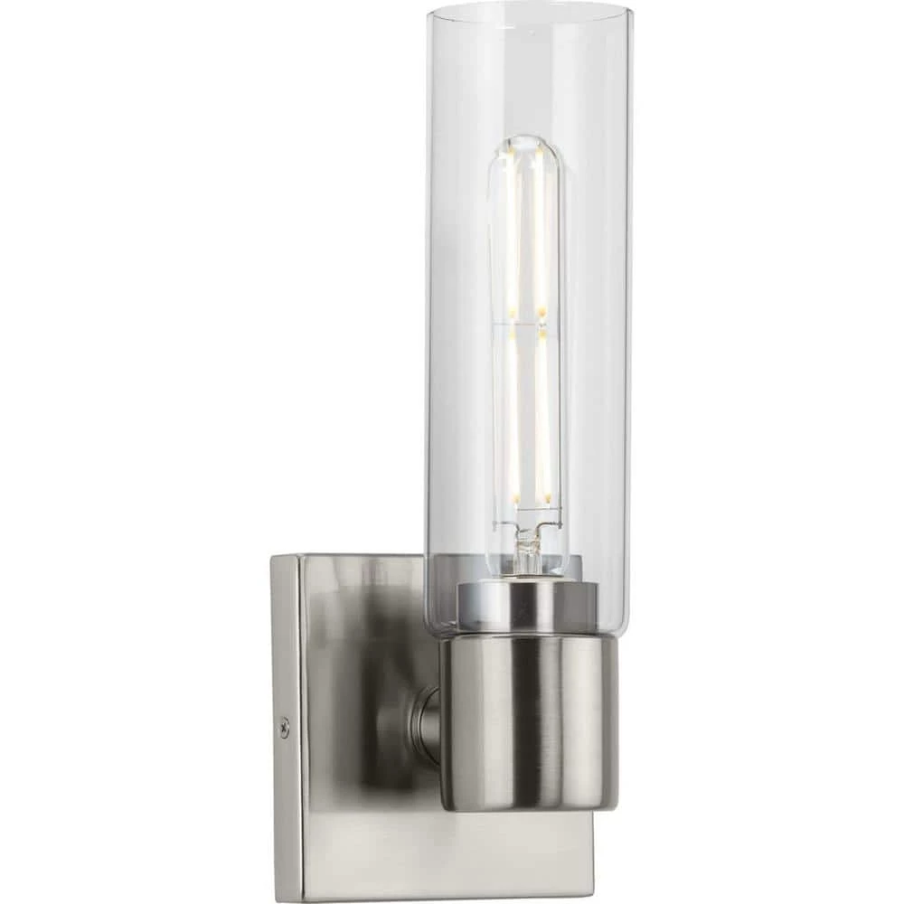 Clarion 1-Light Brushed Nickel Clear Glass Modern Wall Light by Progress Lighting 3 Clarion 1-Light Brushed Nickel Clear Glass Modern Wall Light by Progress Lighting