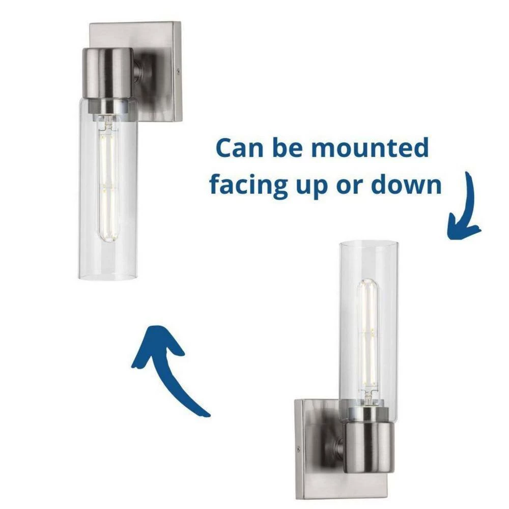 Clarion 1-Light Brushed Nickel Clear Glass Modern Wall Light by Progress Lighting 5 Clarion 1-Light Brushed Nickel Clear Glass Modern Wall Light by Progress Lighting - Image 3