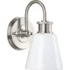Ashford Collection 1-Light Brushed Nickel Opal Glass Farmhouse Wall Light by Progress Lighting 2 Ashford Collection 1-Light Brushed Nickel Opal Glass Farmhouse Wall Light by Progress Lighting -Progress Lighting Shop brushed nickel progress lighting vanity lighting p300314 009 64 1000