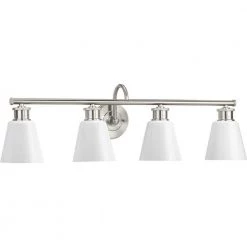 Ashford Collection 4-Light Brushed Nickel Opal Glass Farmhouse Wall Light by Progress Lighting