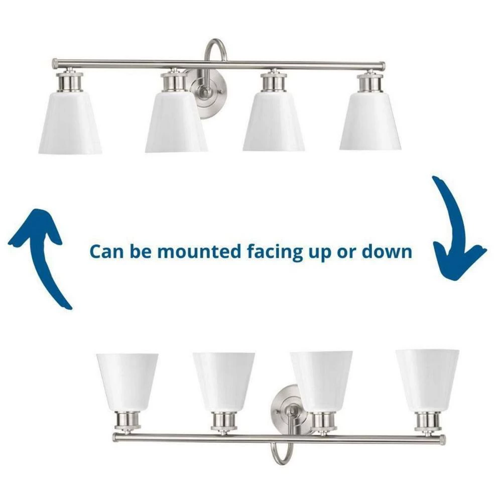 Ashford Collection 4-Light Brushed Nickel Opal Glass Farmhouse Wall Light by Progress Lighting 5 Ashford Collection 4-Light Brushed Nickel Opal Glass Farmhouse Wall Light by Progress Lighting - Image 3