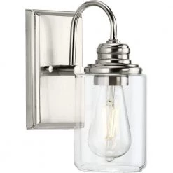 Aiken Collection 1-Light Brushed Nickel Clear Glass Vintage Wall Light by Progress Lighting