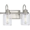 Aiken Collection 2-Light Brushed Nickel Clear Glass Vintage Wall Light by Progress Lighting -Progress Lighting Shop brushed nickel progress lighting vanity lighting p300321 009 64 1000