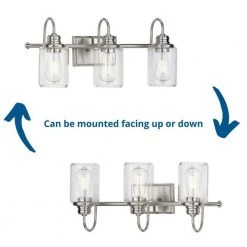 Aiken 3-Light Brushed Nickel Clear Glass Farmhouse Bath Vanity Light by Progress Lighting -Progress Lighting Shop brushed nickel progress lighting vanity lighting p300322 009 4f 1000