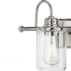 Aiken 3-Light Brushed Nickel Clear Glass Farmhouse Bath Vanity Light by Progress Lighting -Progress Lighting Shop brushed nickel progress lighting vanity lighting p300322 009 76 1000
