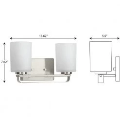 League Collection 2-Light Brushed Nickel Etched Glass Modern Farmhouse Bath Vanity Light by Progress Lighting 12 League Collection 2-Light Brushed Nickel Etched Glass Modern Farmhouse Bath Vanity Light by Progress Lighting -Progress Lighting Shop brushed nickel progress lighting vanity lighting p300342 009 1f 1000