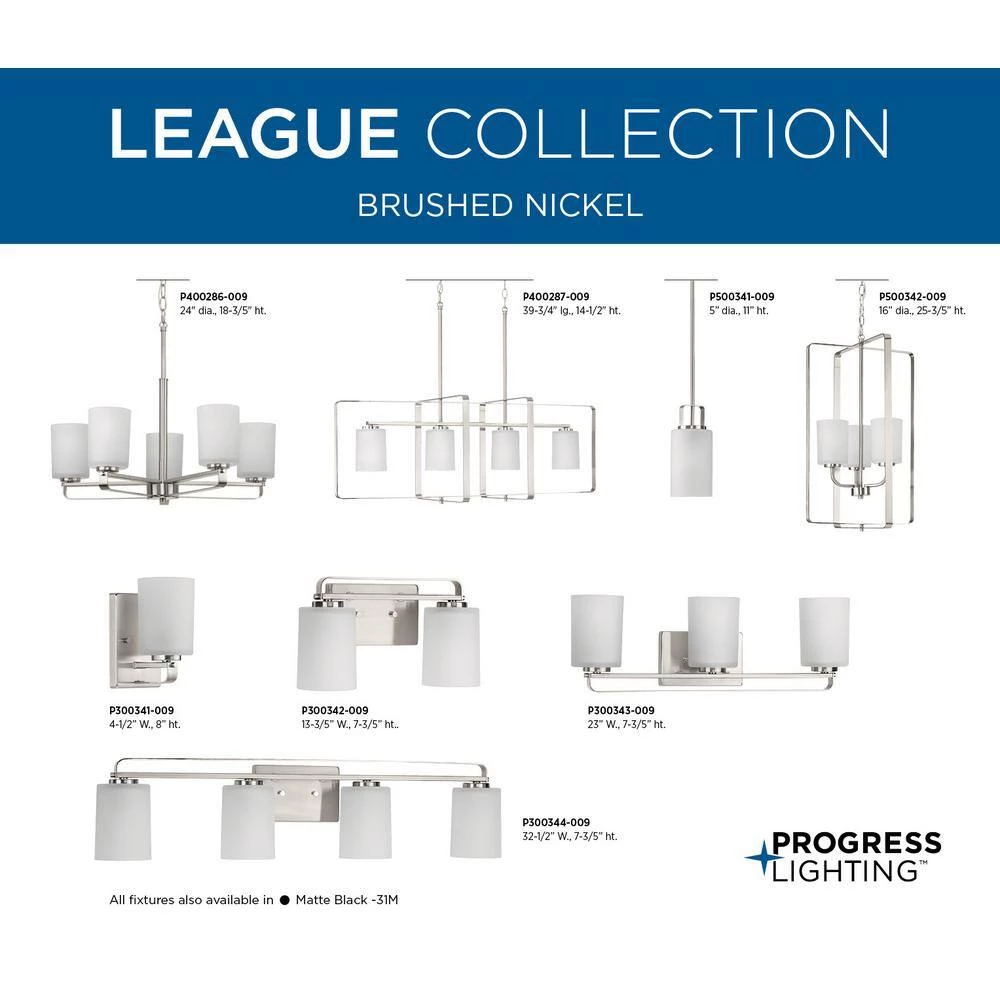 League Collection 2-Light Brushed Nickel Etched Glass Modern Farmhouse Bath Vanity Light by Progress Lighting 7 League Collection 2-Light Brushed Nickel Etched Glass Modern Farmhouse Bath Vanity Light by Progress Lighting - Image 5