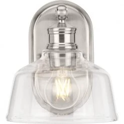 Singleton 7.62 in. 1-Light Brushed Nickel Vanity Light with Clear Glass Shade by Progress Lighting 18 Singleton 7.62 in. 1-Light Brushed Nickel Vanity Light with Clear Glass Shade by Progress Lighting -Progress Lighting Shop brushed nickel progress lighting vanity lighting p300395 009 44 1000