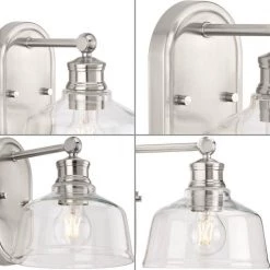 Singleton 7.62 in. 1-Light Brushed Nickel Vanity Light with Clear Glass Shade by Progress Lighting 16 Singleton 7.62 in. 1-Light Brushed Nickel Vanity Light with Clear Glass Shade by Progress Lighting -Progress Lighting Shop brushed nickel progress lighting vanity lighting p300395 009 4f 1000