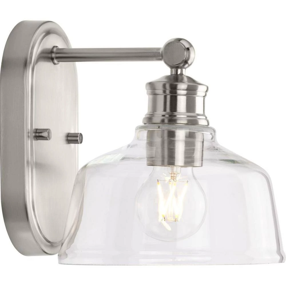 Singleton 7.62 in. 1-Light Brushed Nickel Vanity Light with Clear Glass Shade by Progress Lighting 10 Singleton 7.62 in. 1-Light Brushed Nickel Vanity Light with Clear Glass Shade by Progress Lighting - Image 8