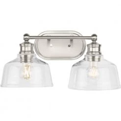 Singleton 17 in. 2-Light Brushed Nickel Vanity Light with Clear Glass Shades by Progress Lighting -Progress Lighting Shop brushed nickel progress lighting vanity lighting p300396 009 1f 1000