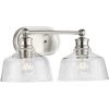 Singleton 17 in. 2-Light Brushed Nickel Vanity Light with Clear Glass Shades by Progress Lighting 2 Singleton 17 in. 2-Light Brushed Nickel Vanity Light with Clear Glass Shades by Progress Lighting -Progress Lighting Shop brushed nickel progress lighting vanity lighting p300396 009 64 1000