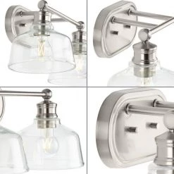 Singleton 17 in. 2-Light Brushed Nickel Vanity Light with Clear Glass Shades by Progress Lighting -Progress Lighting Shop brushed nickel progress lighting vanity lighting p300396 009 c3 1000
