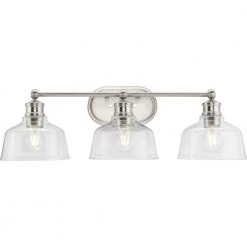 Singleton 26.5 in. 3-Light Brushed Nickel Vanity Light with Clear Glass Shades by Progress Lighting -Progress Lighting Shop brushed nickel progress lighting vanity lighting p300397 009 44 1000
