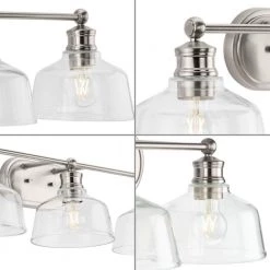 Singleton 26.5 in. 3-Light Brushed Nickel Vanity Light with Clear Glass Shades by Progress Lighting -Progress Lighting Shop brushed nickel progress lighting vanity lighting p300397 009 4f 1000